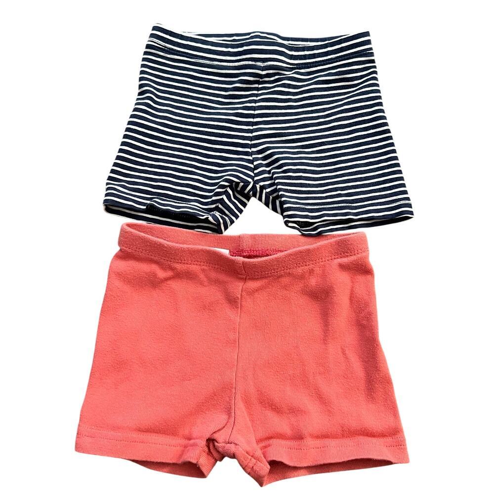 Bicycle short bundle - coral and navy stripe - Tea Collection & Old Navy 4T